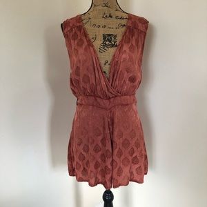 NWT Ecoté Rust Colored Boho Cinched Waist Romper